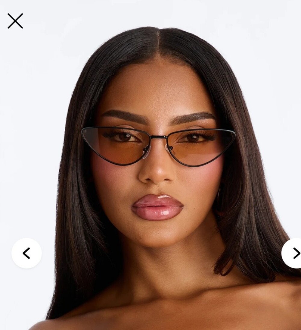 Fashion Nova Black Frame Amber Lens Cat-Eye Sunglasses